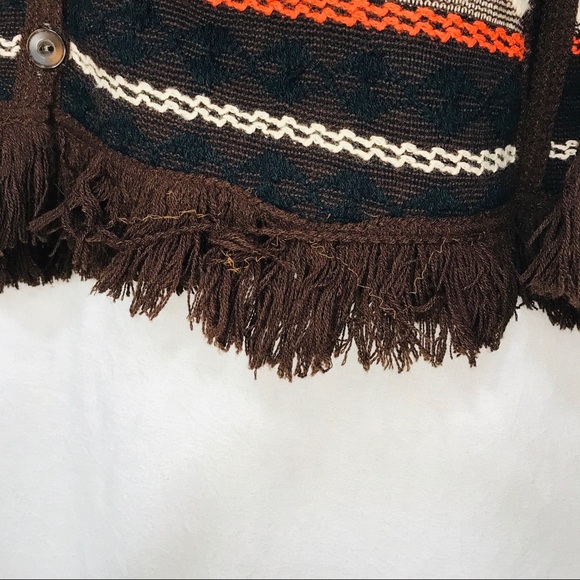 Vintage Sears Poncho Brown and Orange Stripes - Picture 4 of 4